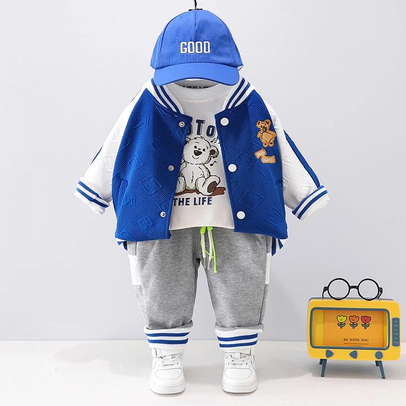 Costume voiture bébé 0-4 ans - Ensemble trois pièces rayé manches longues pour automne