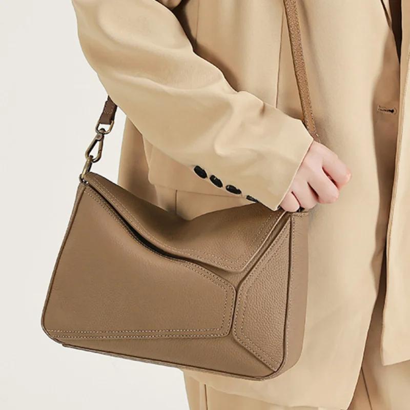 Dames rétro peau de vache souple sacs à bandoulière femme mode luxe Design sacs à main femmes nature