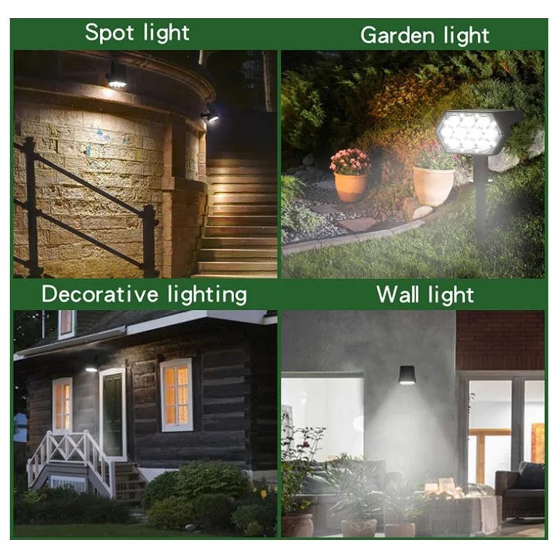 108 LED lumières solaires extérieures spots solaires projecteurs de paysage 92 LED réglable décorati