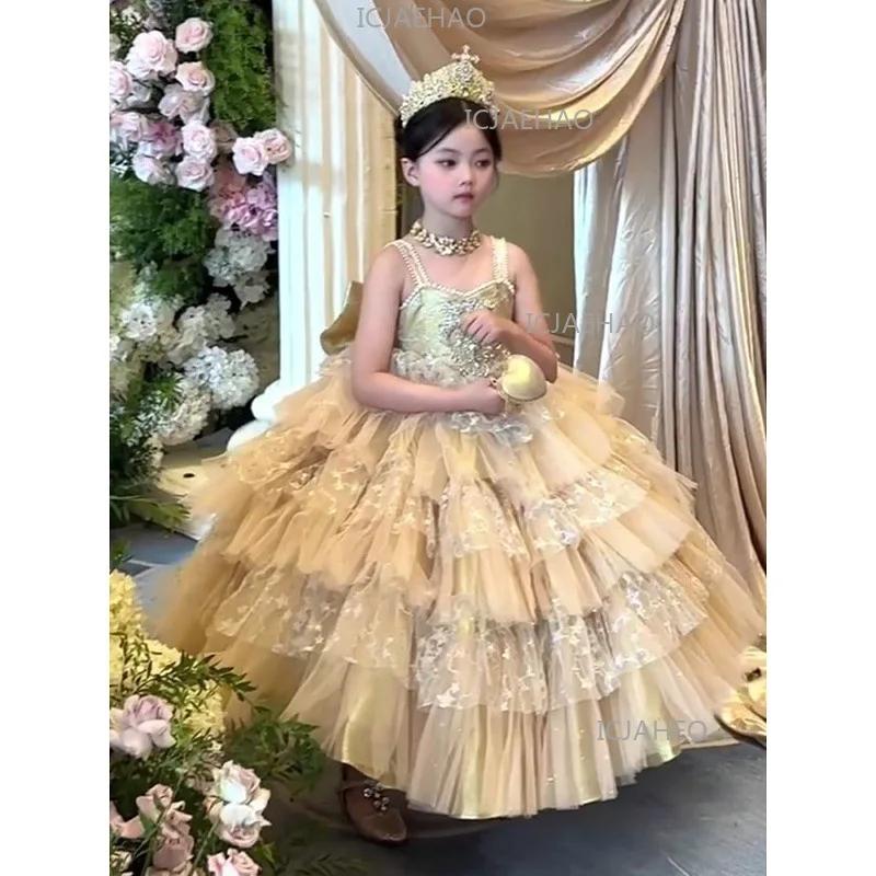 Nouvelle Robe de Princesse Formelle pour Filles, Tenue de Fête d'Anniversaire pour Enfants, Robe de