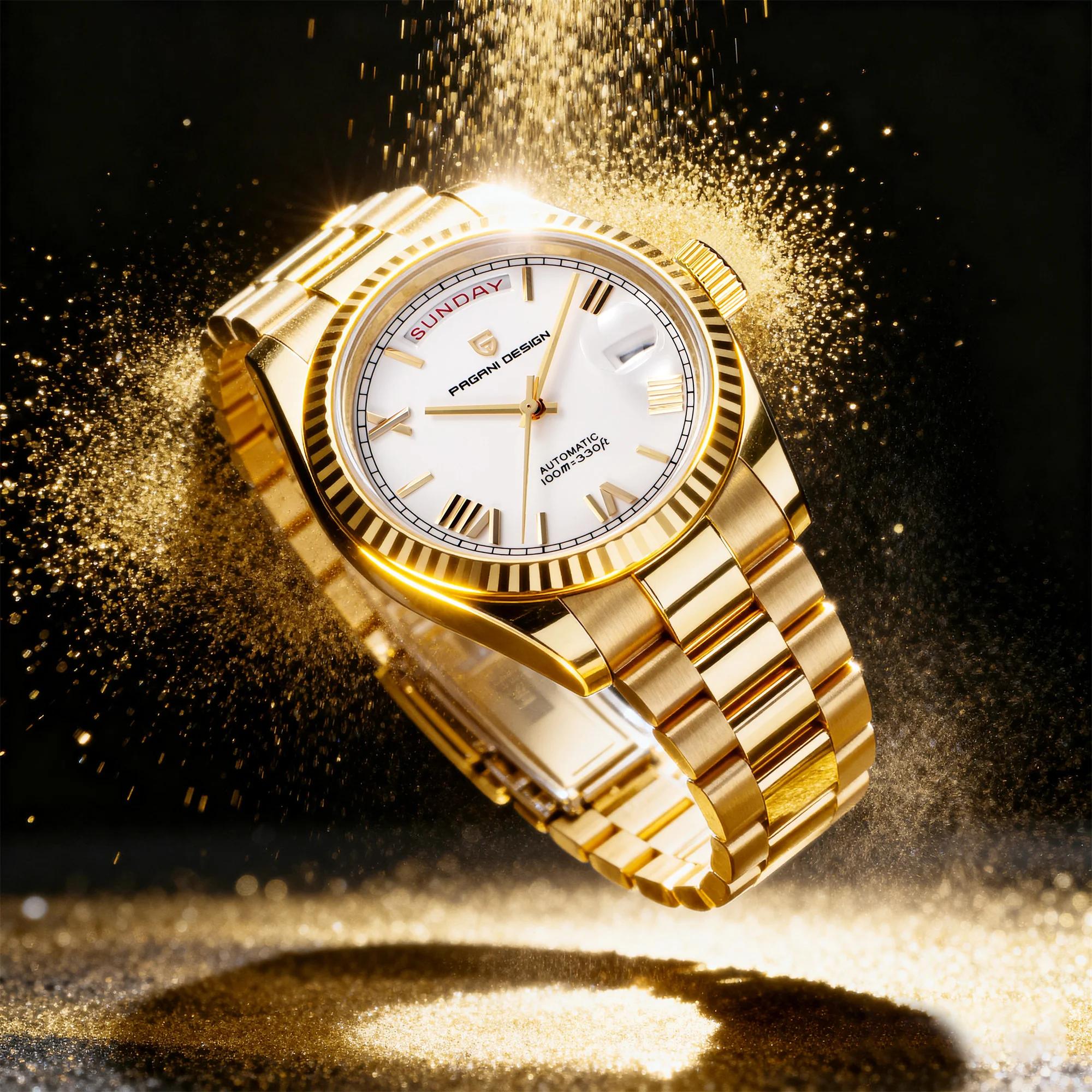 Montres pour hommes PAGANI DESIGN DD40 Or Blanc Luxe Automatique TMI NH36A Date Jour Mécanique Nouve
