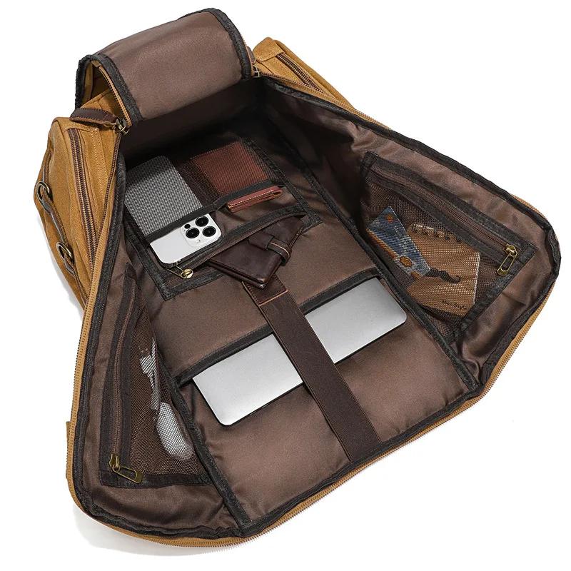 Sac à dos en cuir vintage pour homme et femme, sac à dos en toile cirée, sac à dos de voyage à main,