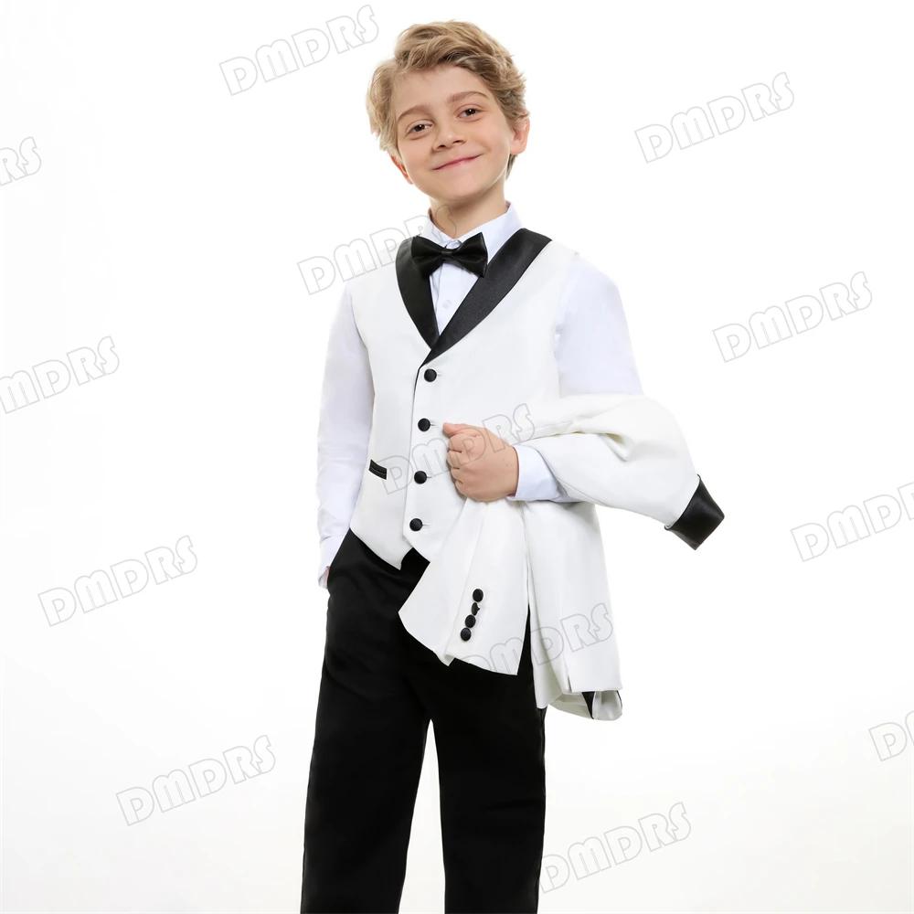 Sunshine-Ensemble formel blanc trempé pour enfants, smoking de mariage pour enfants, ours à bague, o