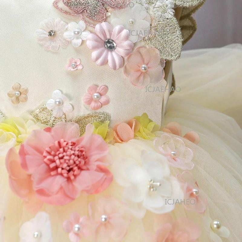 Nouvelle Robe de Princesse Faite à la Main avec Appliques, Robe de Bal pour Filles, Tenue de Cérémon