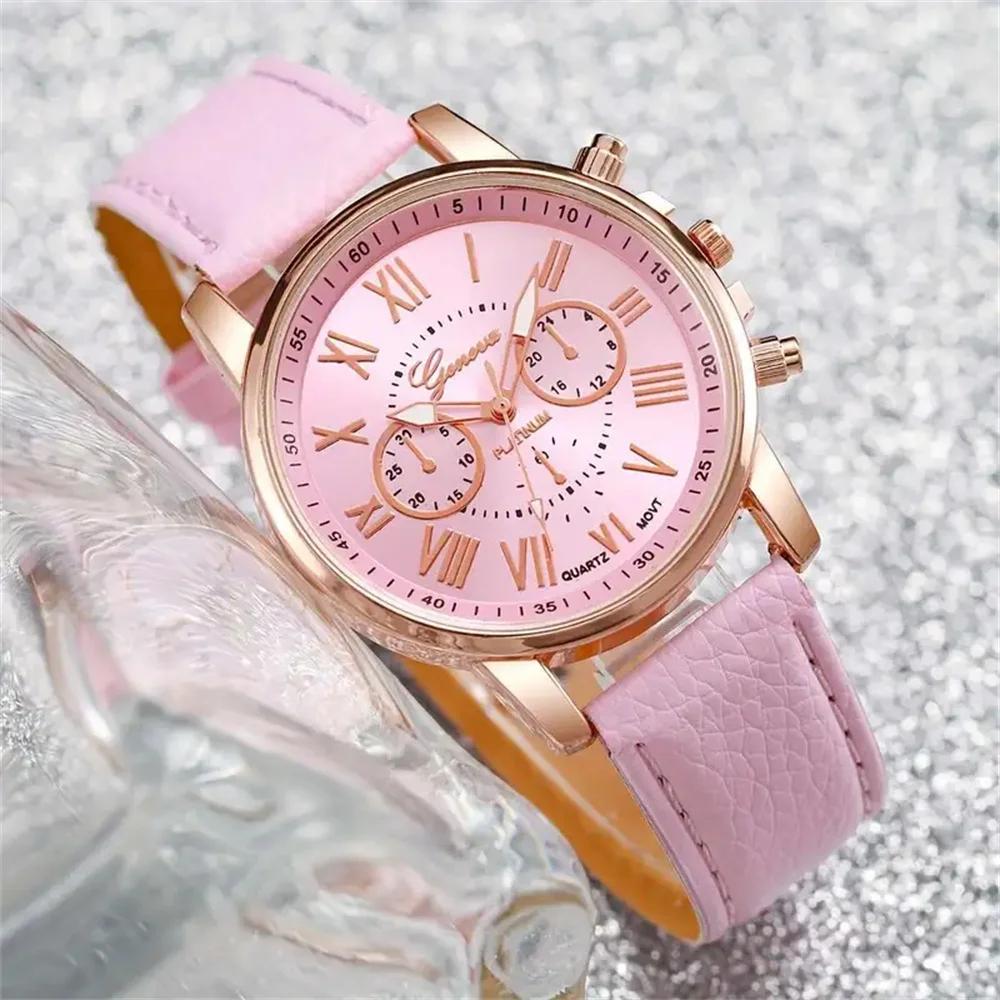 5 pièces montres pour femmes mode Roma cadran bracelet en cuir montre à Quartz (sans boîte