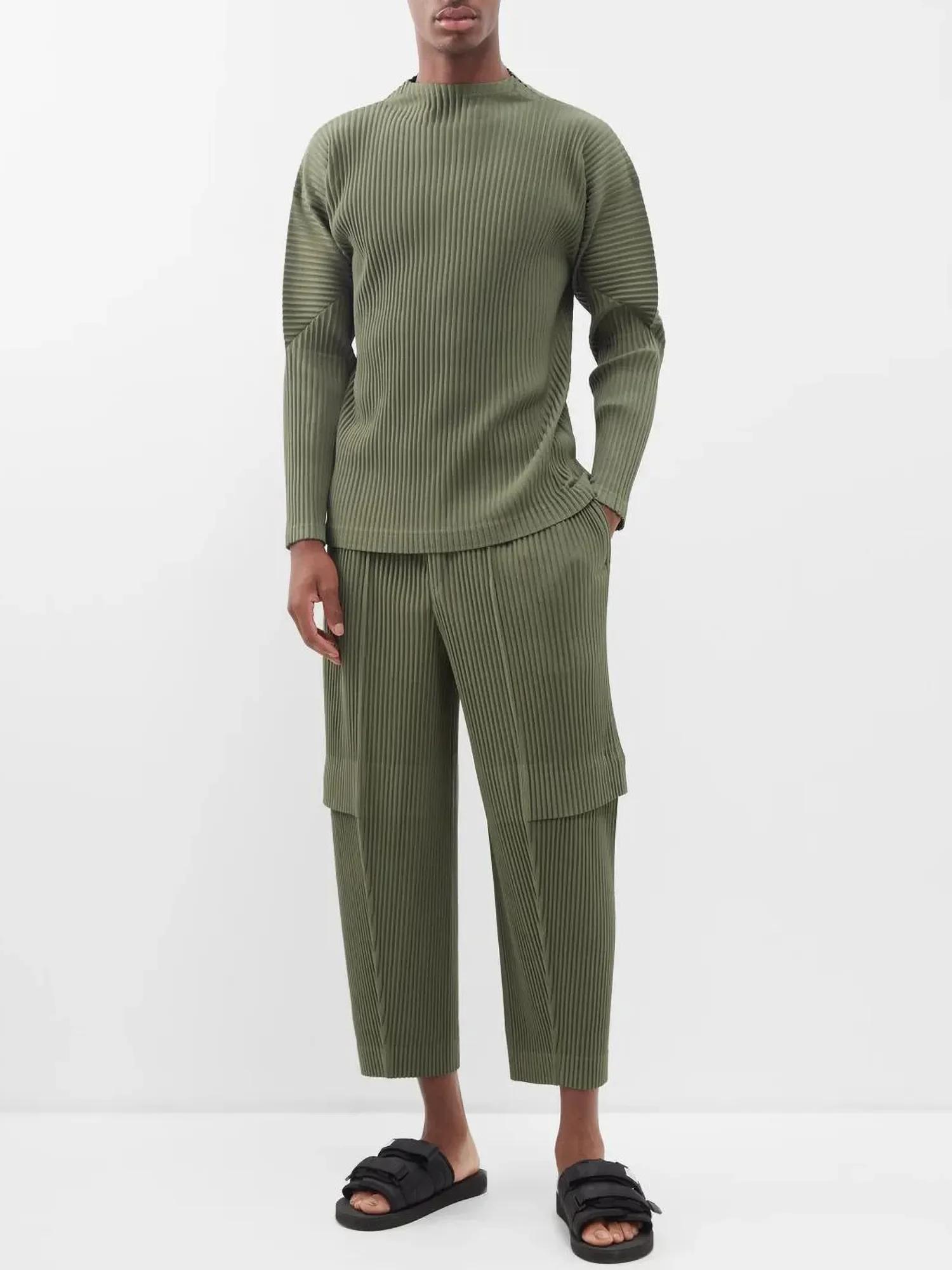 Ata Yake-Pantalon Cargo Plissé pour Homme, Pantalon Droit, Salopette adt, Baggy, Noir, Mode Décontra