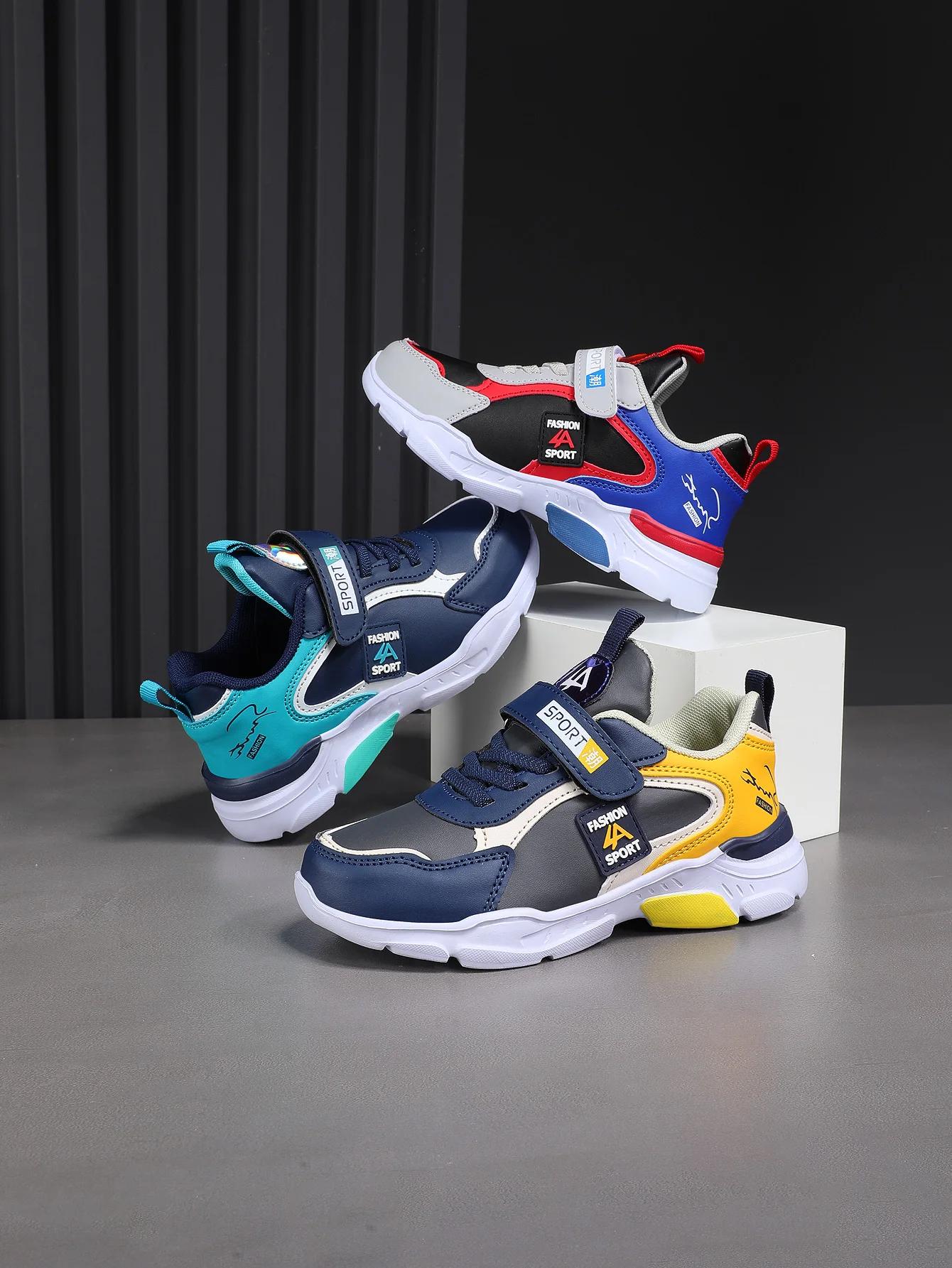 Chaussures d'automne et d'hiver pour enfants, chaussures de sport pour garçons, surface en cuir, res