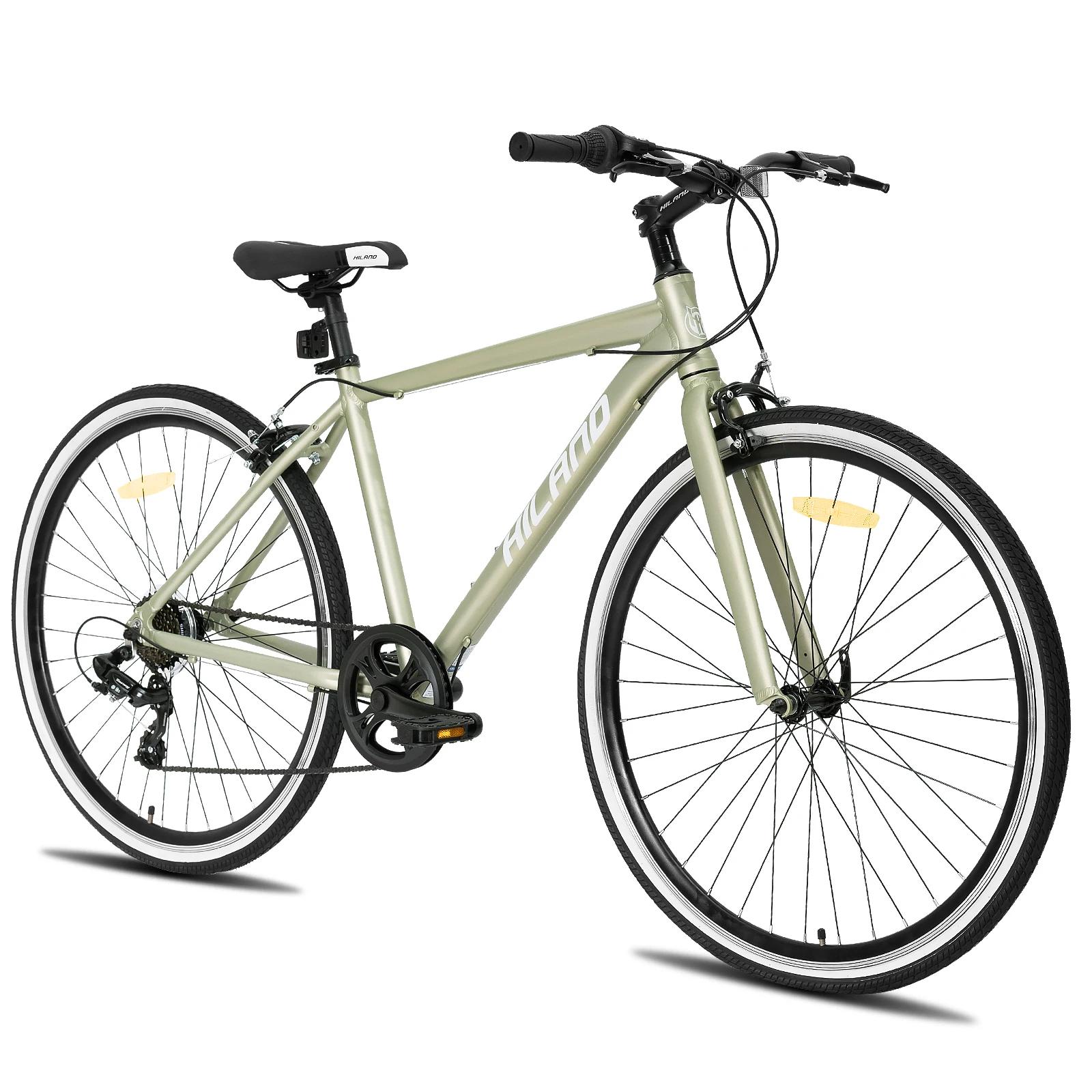 Hiland-Vélo Hybride avec Cadre en Aluminium pour Homme et Femme, Roues 700C, Vélo de Ville, Vélo de