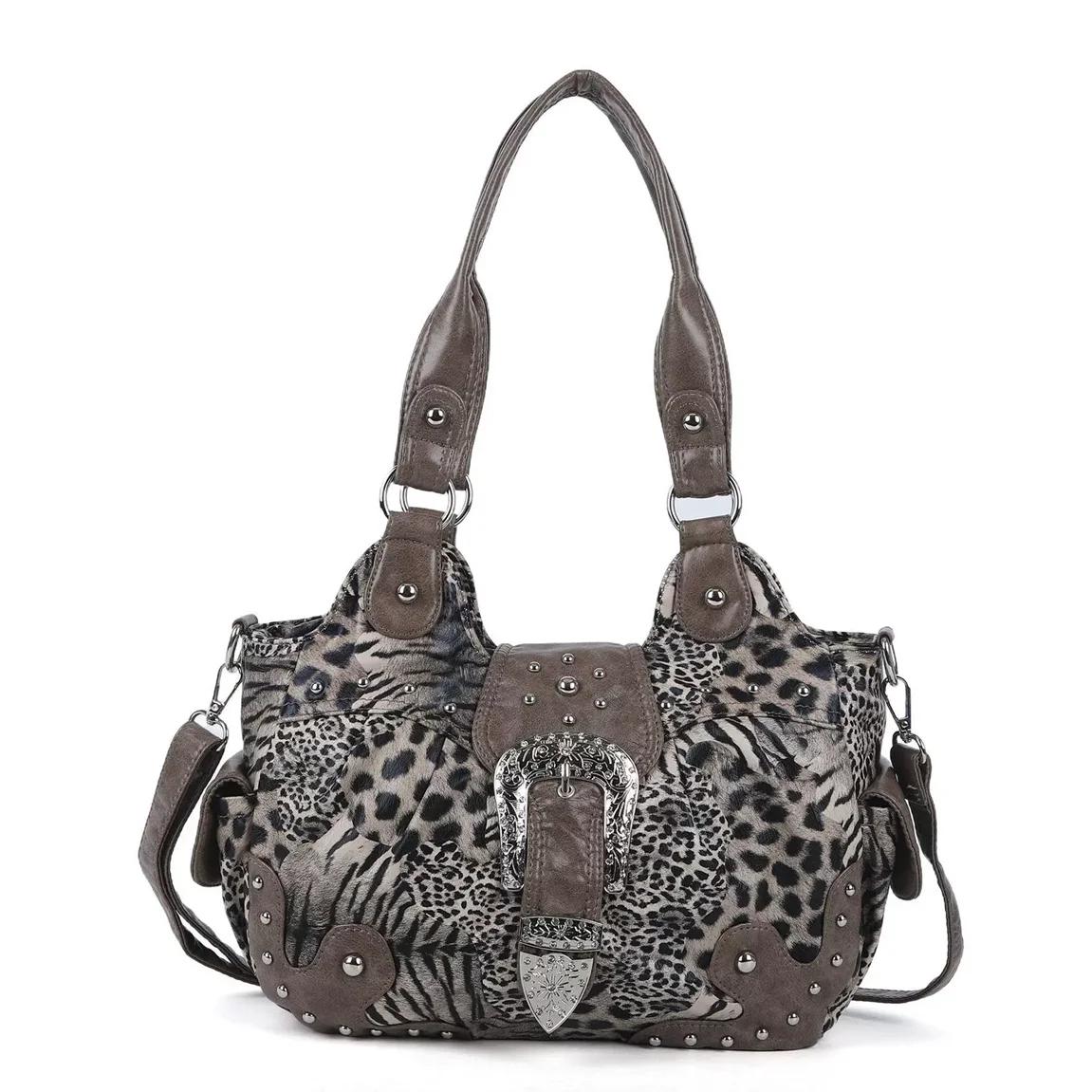 Sac à main léopard pour femmes, sac à bandoulière à poignée supérieure, sac de boulettes en PU, sacs