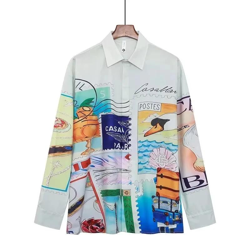  Chemise de rue raffinée pour hommes, imprimé Vintage, manches longues, léger, luxe, Cardigan urb