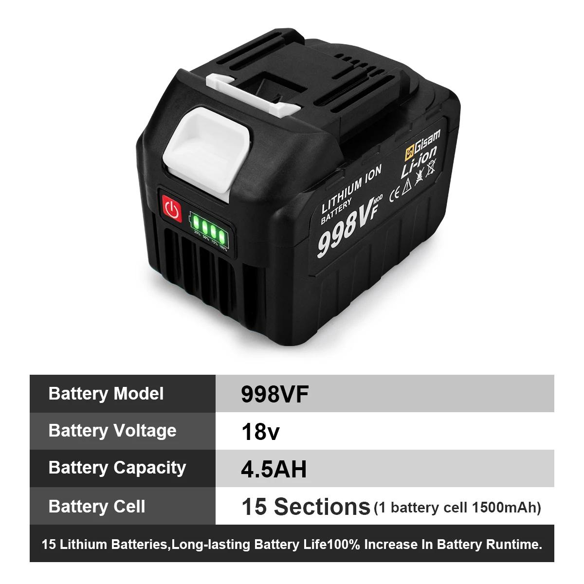 Batterie rechargeable Gisam 4.5Ah 4.0Ah 2.0Ah Lithium-ion 198VF 398VF 928VF Li-ion pour batterie Mak