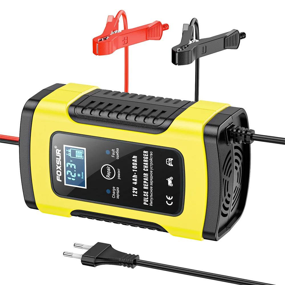 Foxsur – chargeur de batterie de voiture automatique 12V 5a, charge rapide intelligente, pour GEL AG