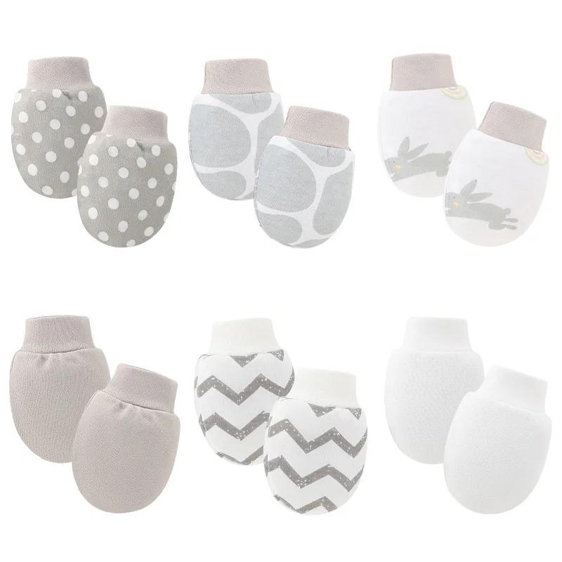 Gants de Protection pour nouveau-né, 6 paires/lot, mitaines pour bébé garçon, en coton doux, anti-ra