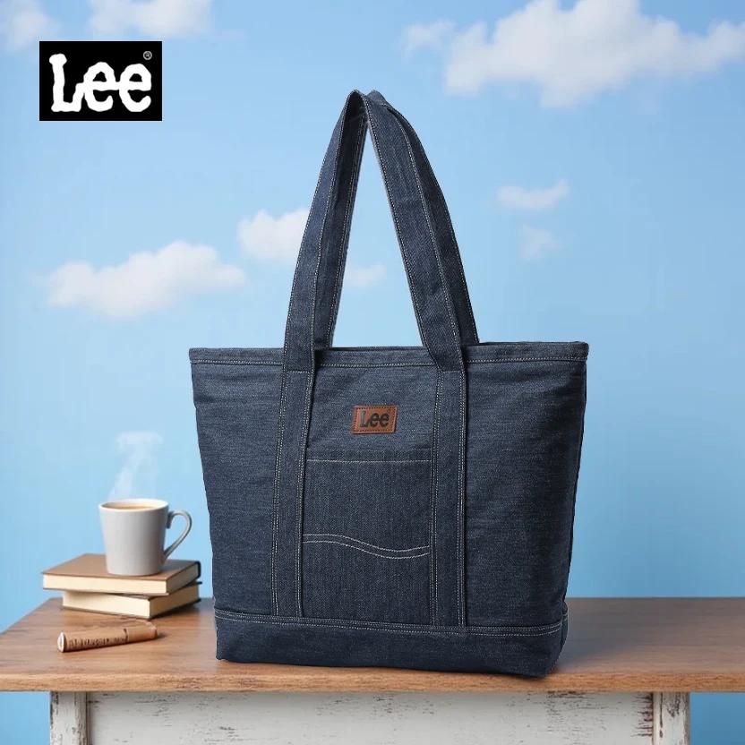 Sac fourre-tout unisexe LEE en toile et cuir avec fermeture éclair, sac à main décontracté en jean p