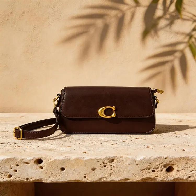 Sac à main de luxe pour femme avec rabat, nouvelle collection 2026, boucle métallique, détails en da