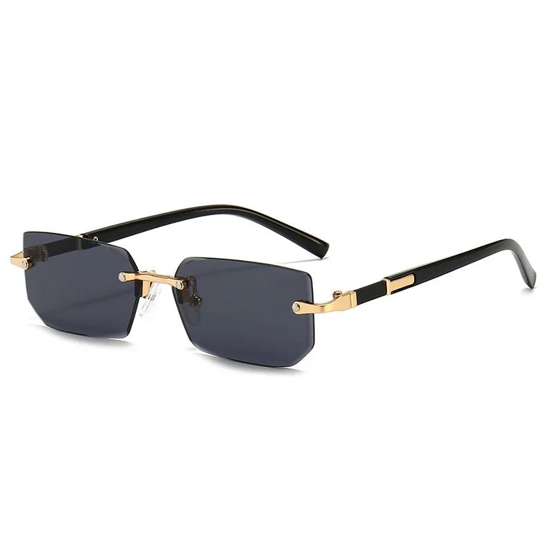 Lunettes de soleil rectangulaires sans monture pour hommes et femmes, nuances populaires, petites lu