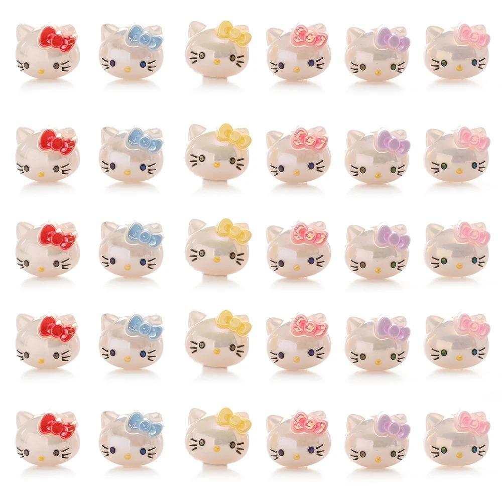 10 pièces mélange aléatoire de perles en résine Hello Kitty tête Focus perle pour bébé dentition suc