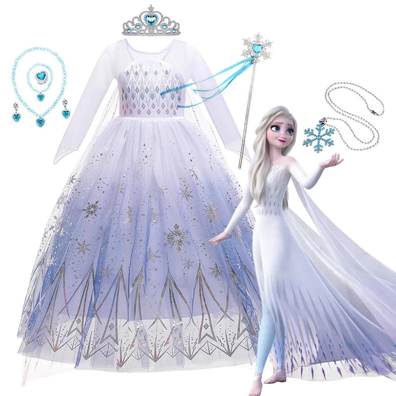 Disney enfant filles Cosplay congelé Elsa maille Costumes reine des neiges Elsa princesse longue rob