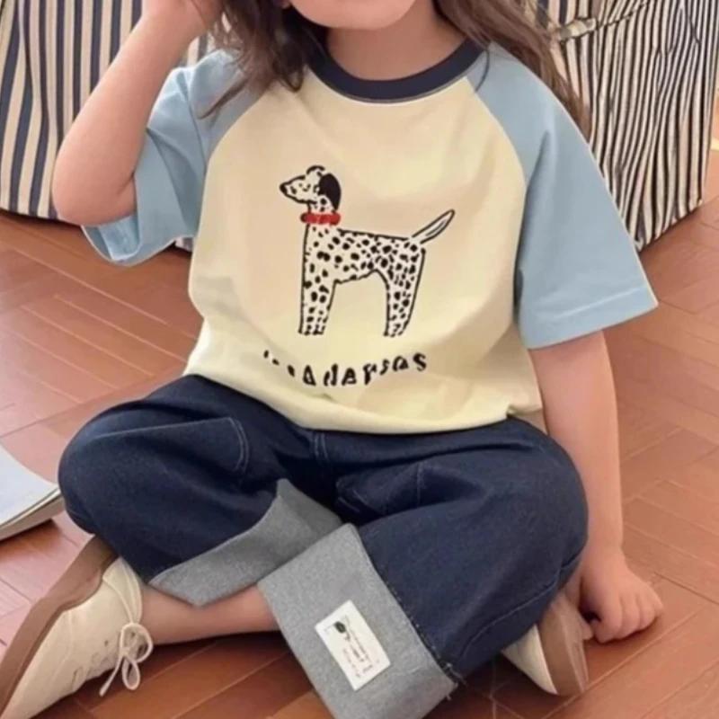 T-shirt d'été en coton à manches courtes pour bébés filles, motif dessin animé, haut tendance, nouve