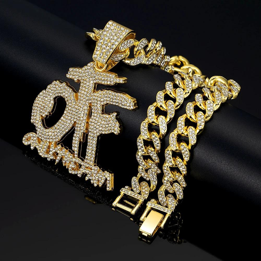 Collier chaîne cubaine avec pendentif lettre anglaise OTF, mode Hip Hop, adapté à un usage quotidien