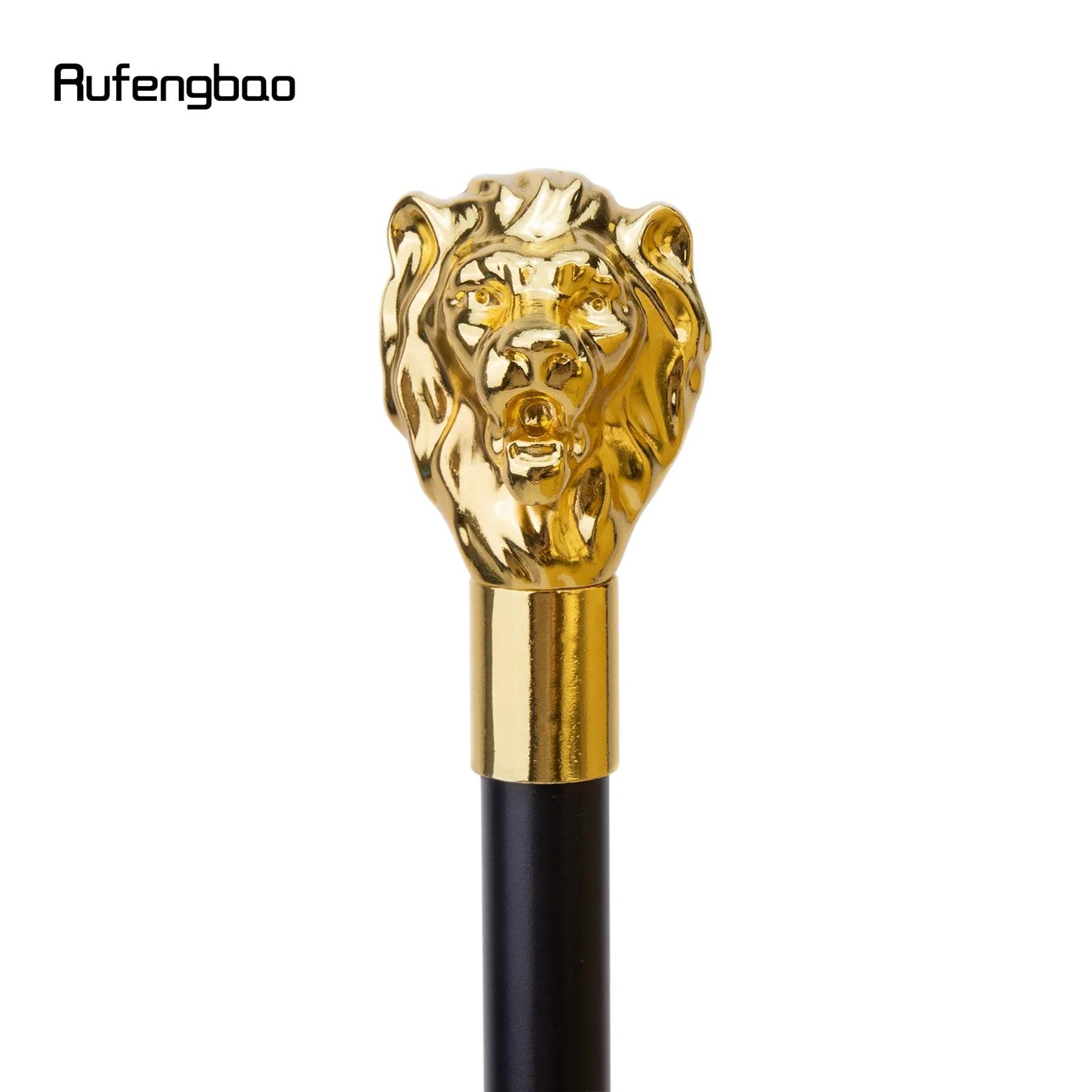 Bâton de marche à la mode avec poignée en tête de Lion de luxe en or, canne de marche décorative pou