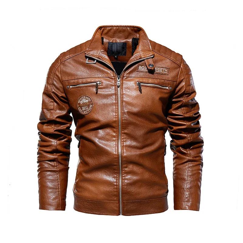 Veste en cuir de style moto pour hommes, manteau de doublure de sourire, vestes décontractées, parde