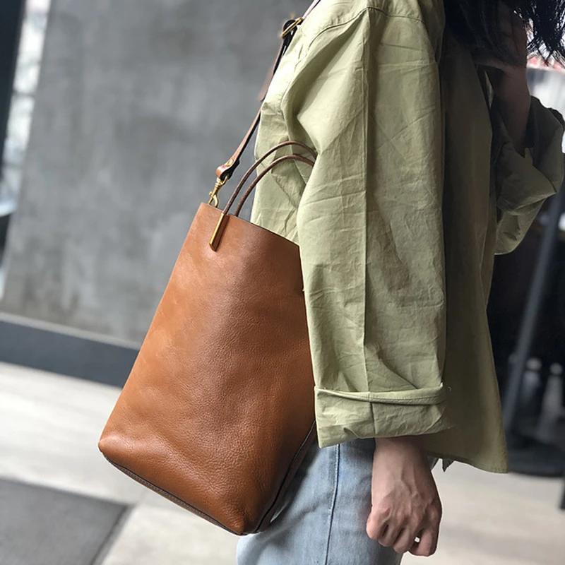 Sac à main Johnature en cuir véritable pour femme, nouveau modèle rétro 2026, en cuir de vachette so