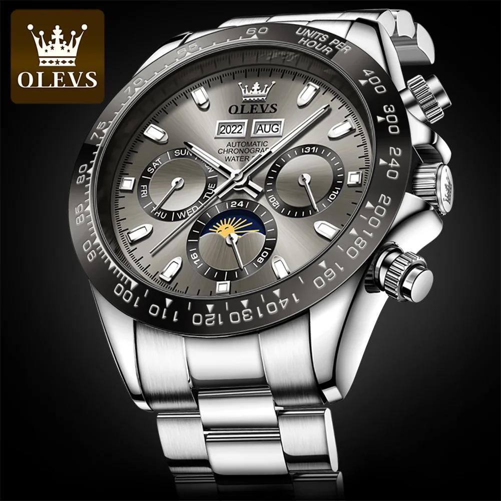 OLEVS 6654 montre de luxe pour hommes chronographe automatique mécanique montre-bracelet étanche lum