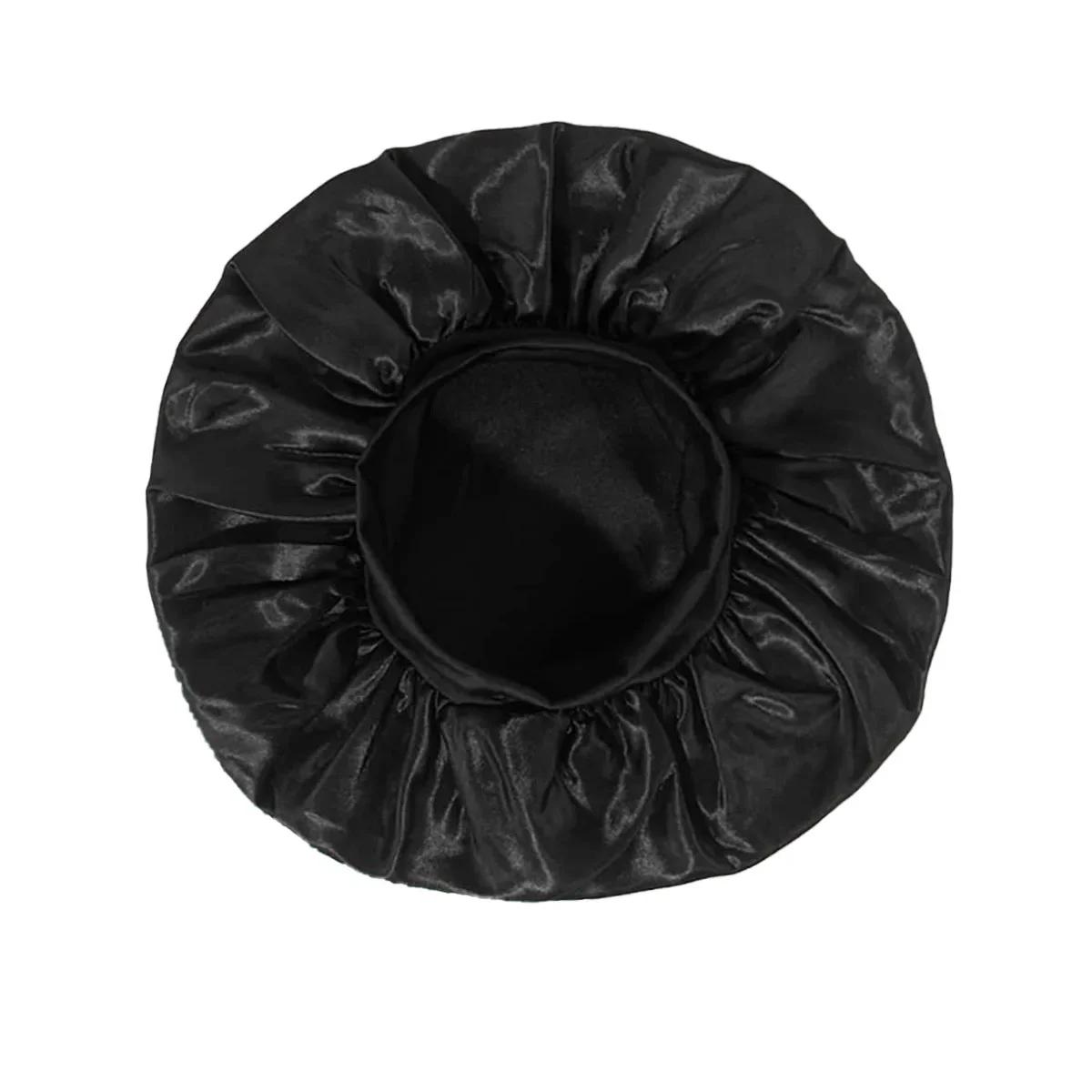 Bonnet en Satin pour femmes, pour dormir, soins capillaires, Bonnets en soie, solide, à larges bords