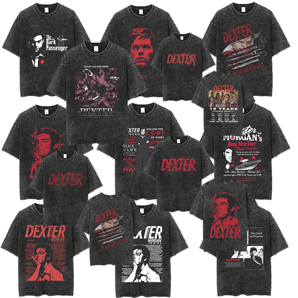 TV Play Dexter Morgan Lavé Vintage T-shirts Hommes Femmes Rétro Surdimensionné Manches Courtes T-shi