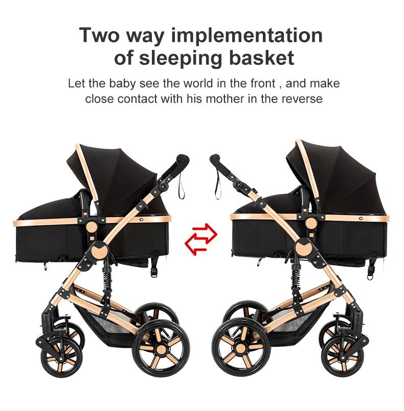 Système de voyage pour bébé 3 en 1, poussette pliable légère avec berceau, siège auto détachable inc
