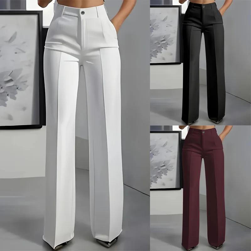 Pantalon de costume simple taille haute, drapé, coupe droite, transfrontalier européen et américain