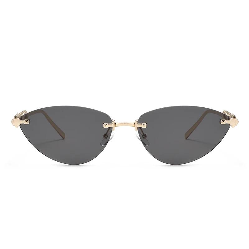 Lunettes de protection sans bords œil de chat Rivet lunettes de soleil femmes marque de luxe ovale d