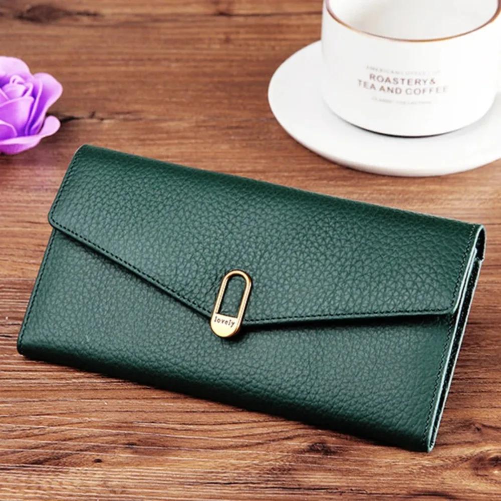 Portefeuilles longs en cuir véritable pour femmes, sacs à main de créateur de luxe, porte-cartes de