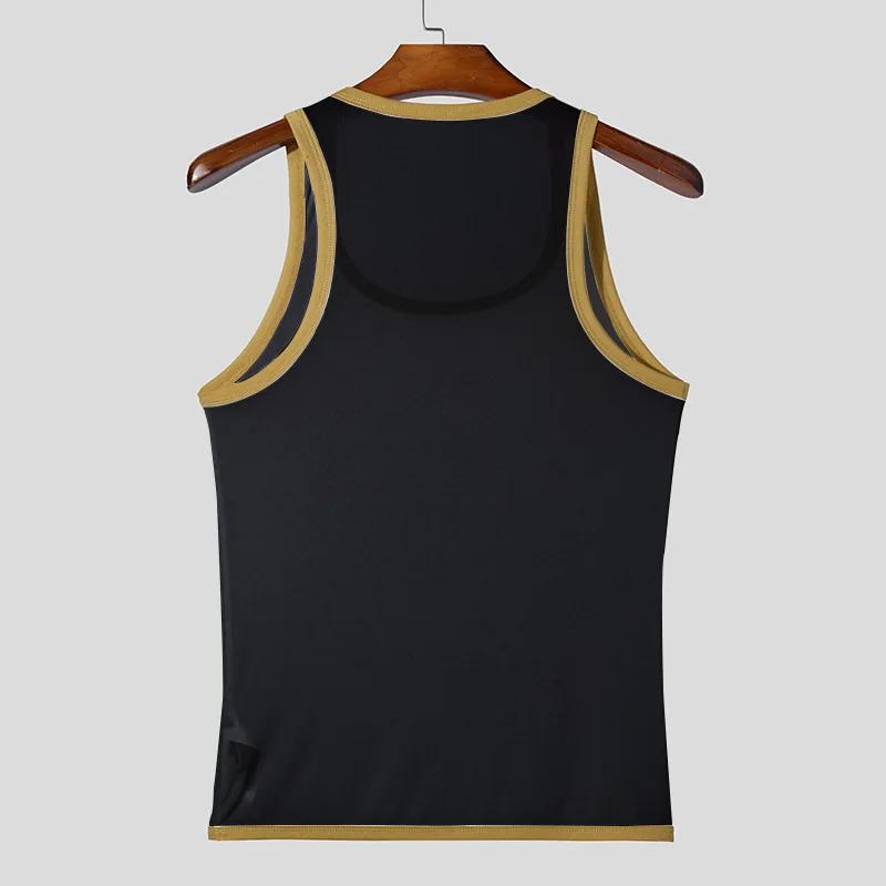Nouveaux hommes maille débardeurs été 2025 Clubwear gilet décontracté col en U sans manches contrast