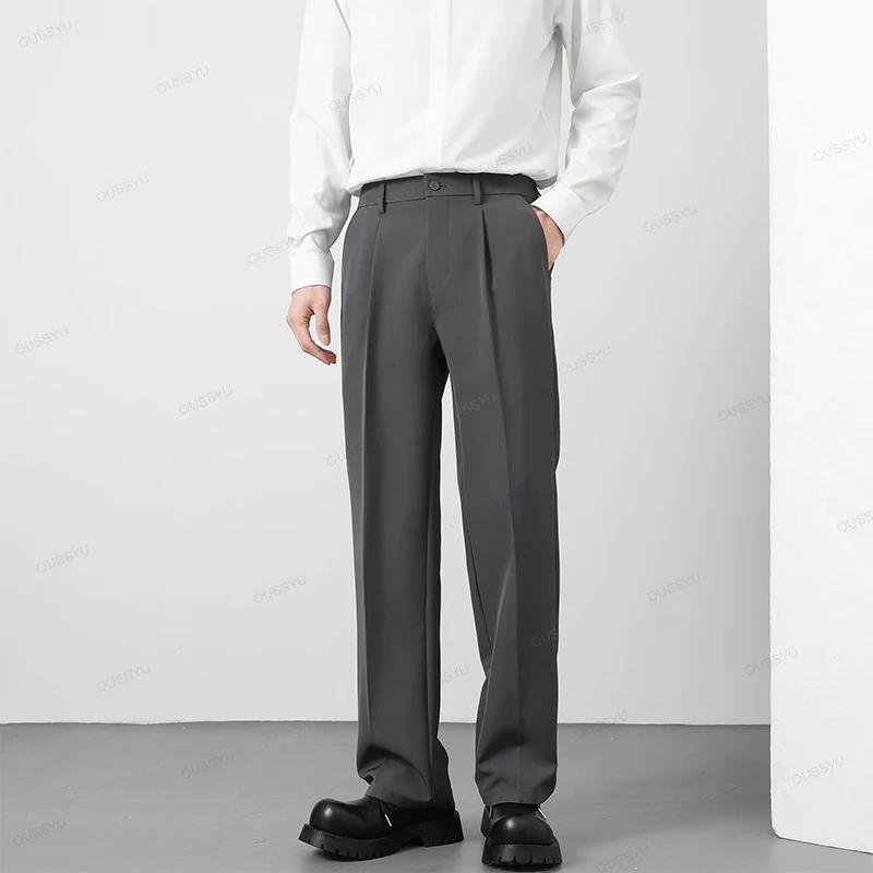 OUSSYU marque automne pantalons décontractés hommes d'affaires taille élastique Style coréen noir ma