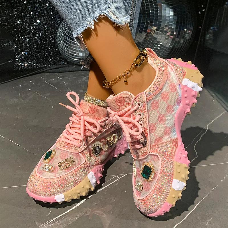 Baskets d'été pour femmes antidérapantes et respirantes, chaussures de sport en maille de créateur,