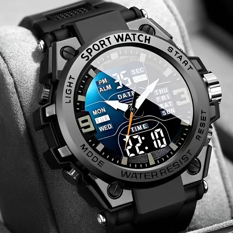 Montre à LED lumineuse à grand cadran, au design élégant, pour hommes, femmes et adolescents, avec d