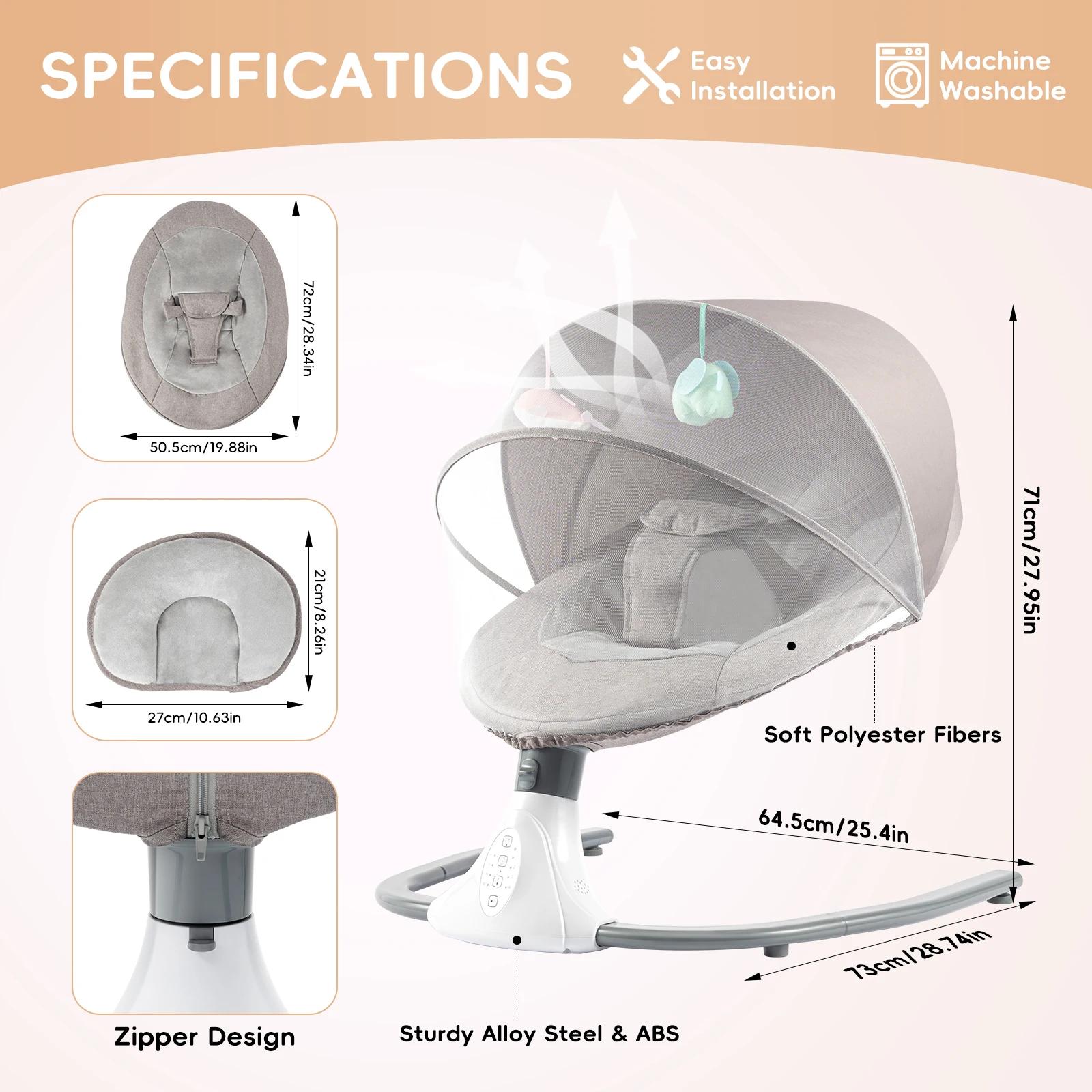 Berceau à bascule pour bébé, 4 vitesses, électrique, chaise à bascule, lit avec télécommande, panier