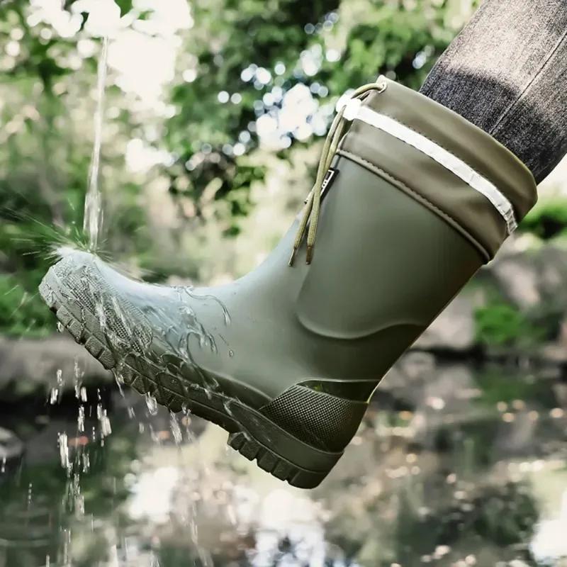 Bottes de pluie de pêche imperméables légères pour hommes, antidérapantes, résistantes à l'usure, en
