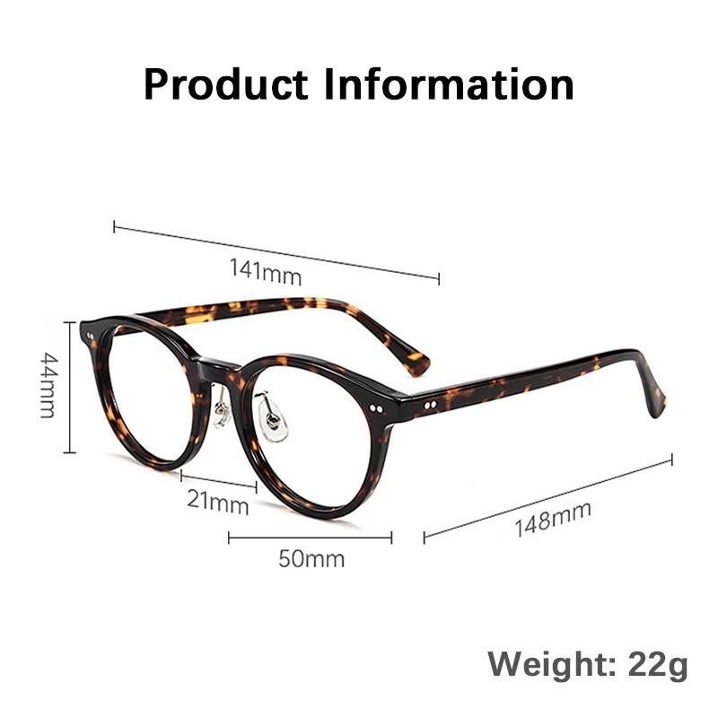 Monture de lunettes vintage ronde en acétate pour hommes et femmes, style décontracté professionnel,