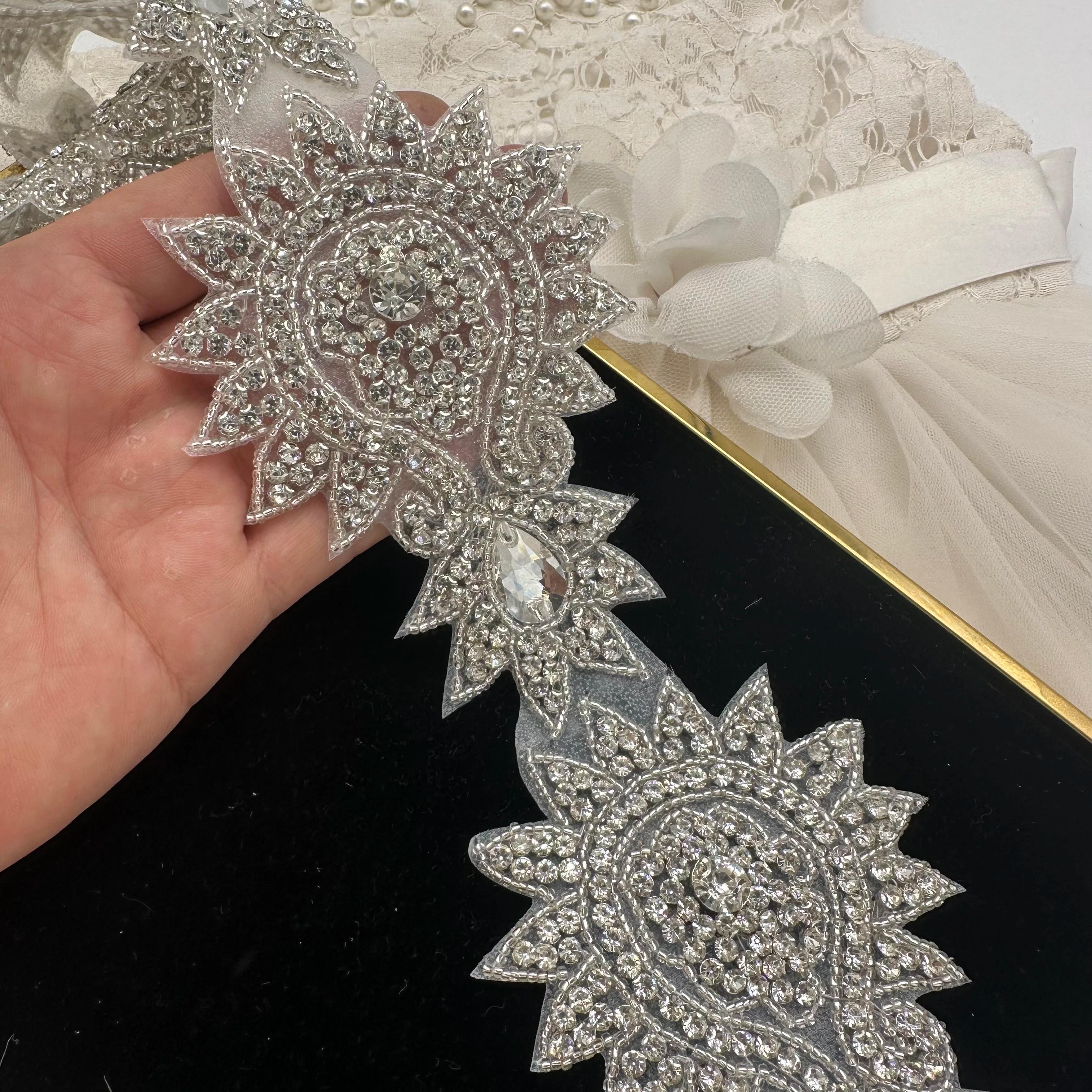 Perles en verre cristal artificiel SilverAB, accessoires de vêtements DIY avec film thermocollant à