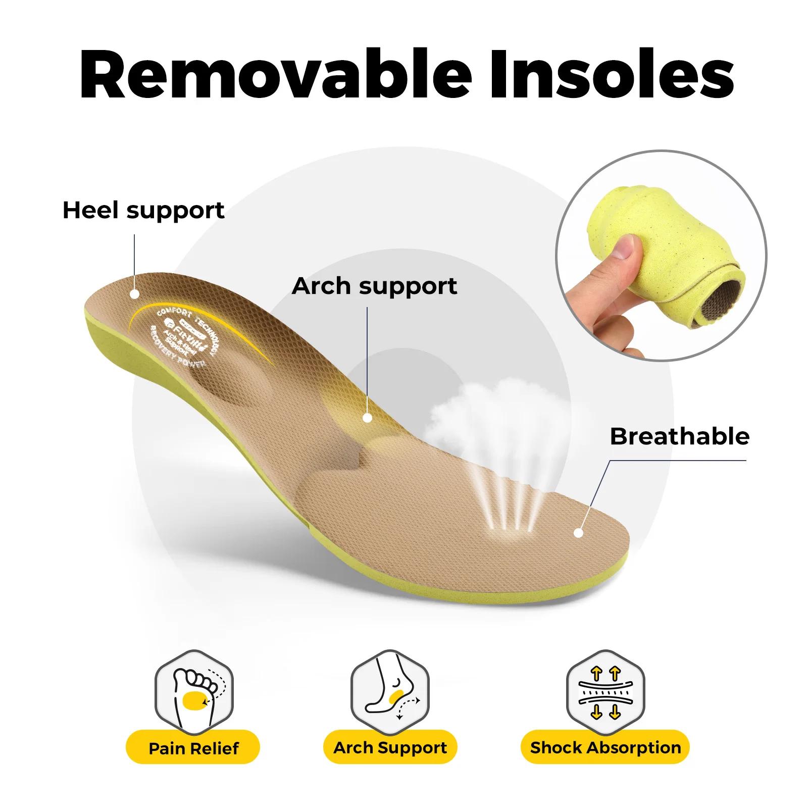 FitVille – Chaussons larges pour hommes avec soutien de la voûte plantaire, respirants, ajustables,