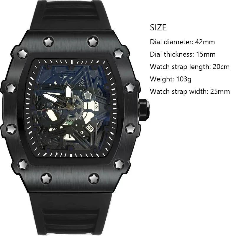 Montres pour hommes, marque de luxe légère, tendance de beauté dominatrice, pentagramme lumineux en