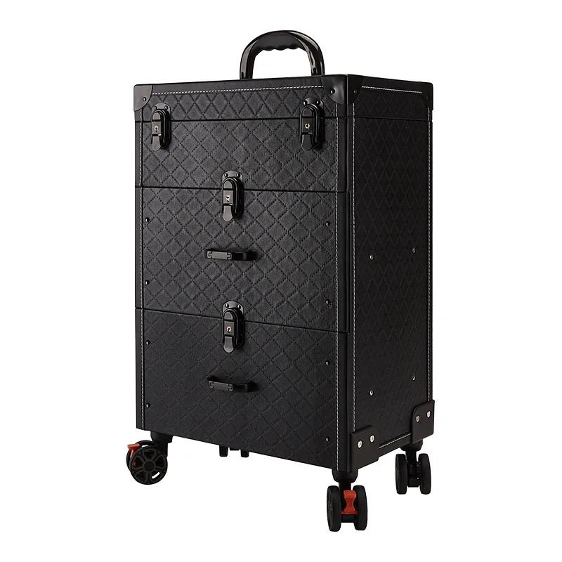 Trousse de tatouage professionnelle avec roulettes à frein pivotant, grande capacité, organiseur de
