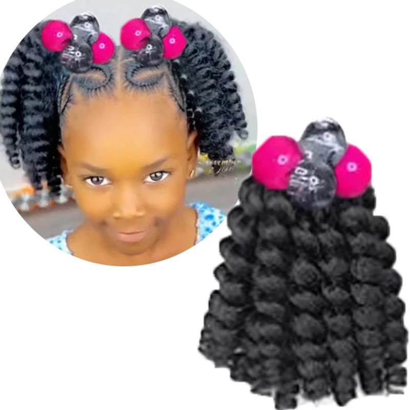 Extension de queue de cheval tressée pour enfants avec boules élastiques, perruques noires pour fill