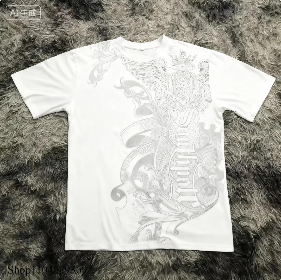 Classique Y2K Style gothique T-shirt imprimé surdimensionné T-shirt haute rue chemises gothique col