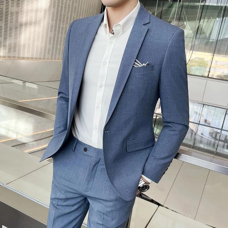 M-4XL 2024 Nouveau Homme Haute Qualité (costume + fj) All Fit mn Beau Banquet Décontracté Solide doc