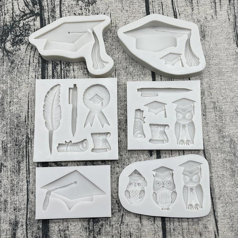 Moule en Silicone pour remise de diplôme, Sugarcraft, Cupcake au chocolat, cuisson, Fondant, outils