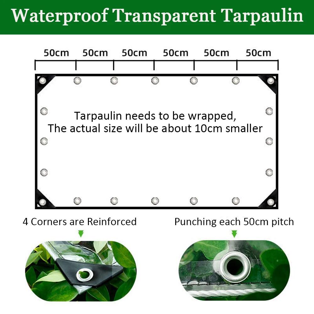 Bâche transparente imperméable en PVC avec œillets, résistante aux intempéries, pliable, couverture